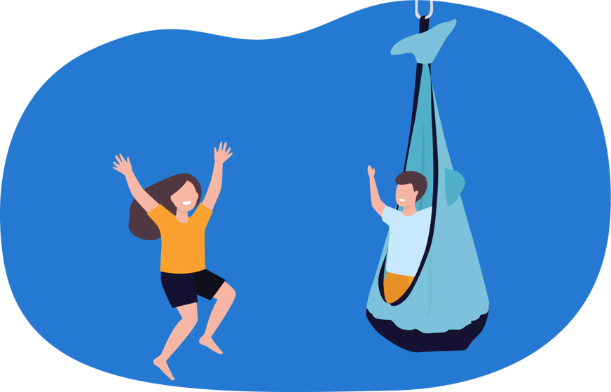 kids playing in hanging chair